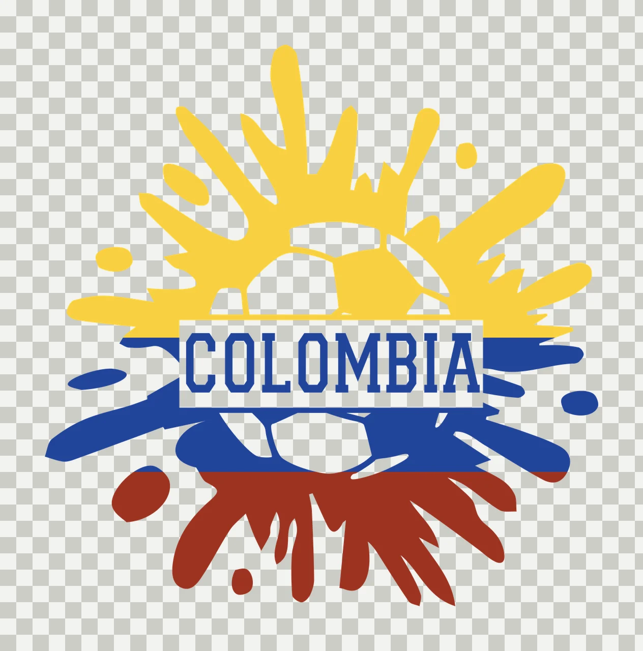Colombia Text On Soccer Ball Splash with paint black white transparency and detail preview thumbnail