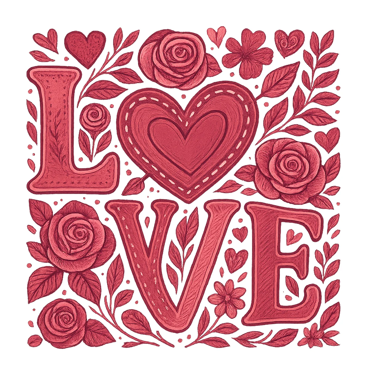 Valentines love floral retro valentine design boho xoxo