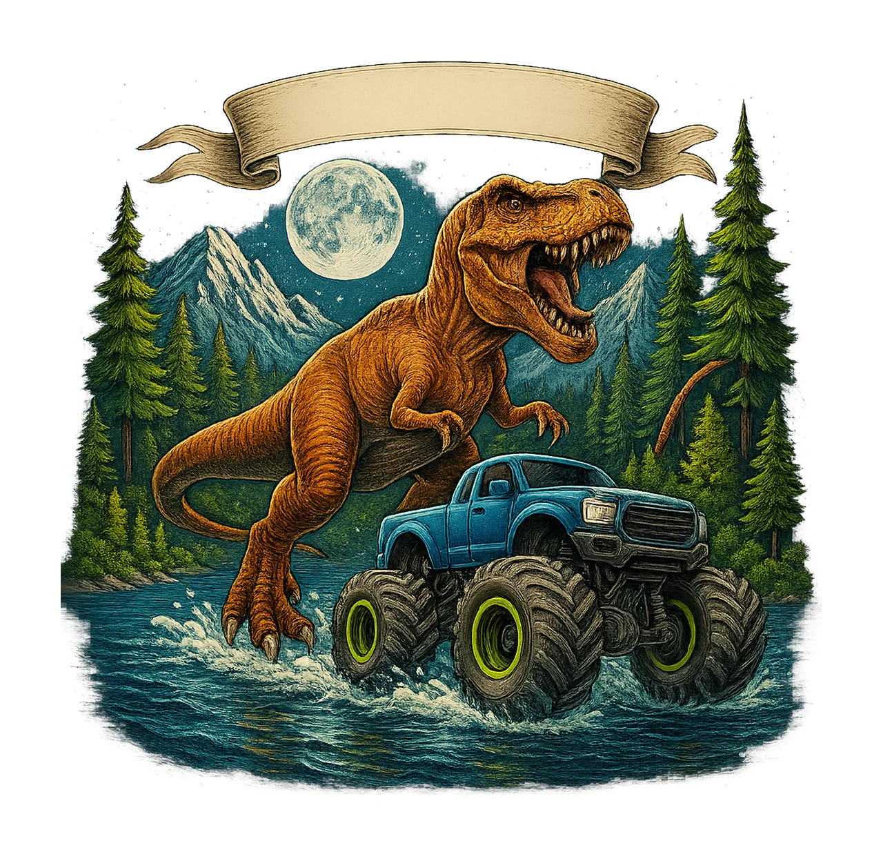 Dinosaur Monster Truck Tumbler Wrap Kids Sippy Cup Design