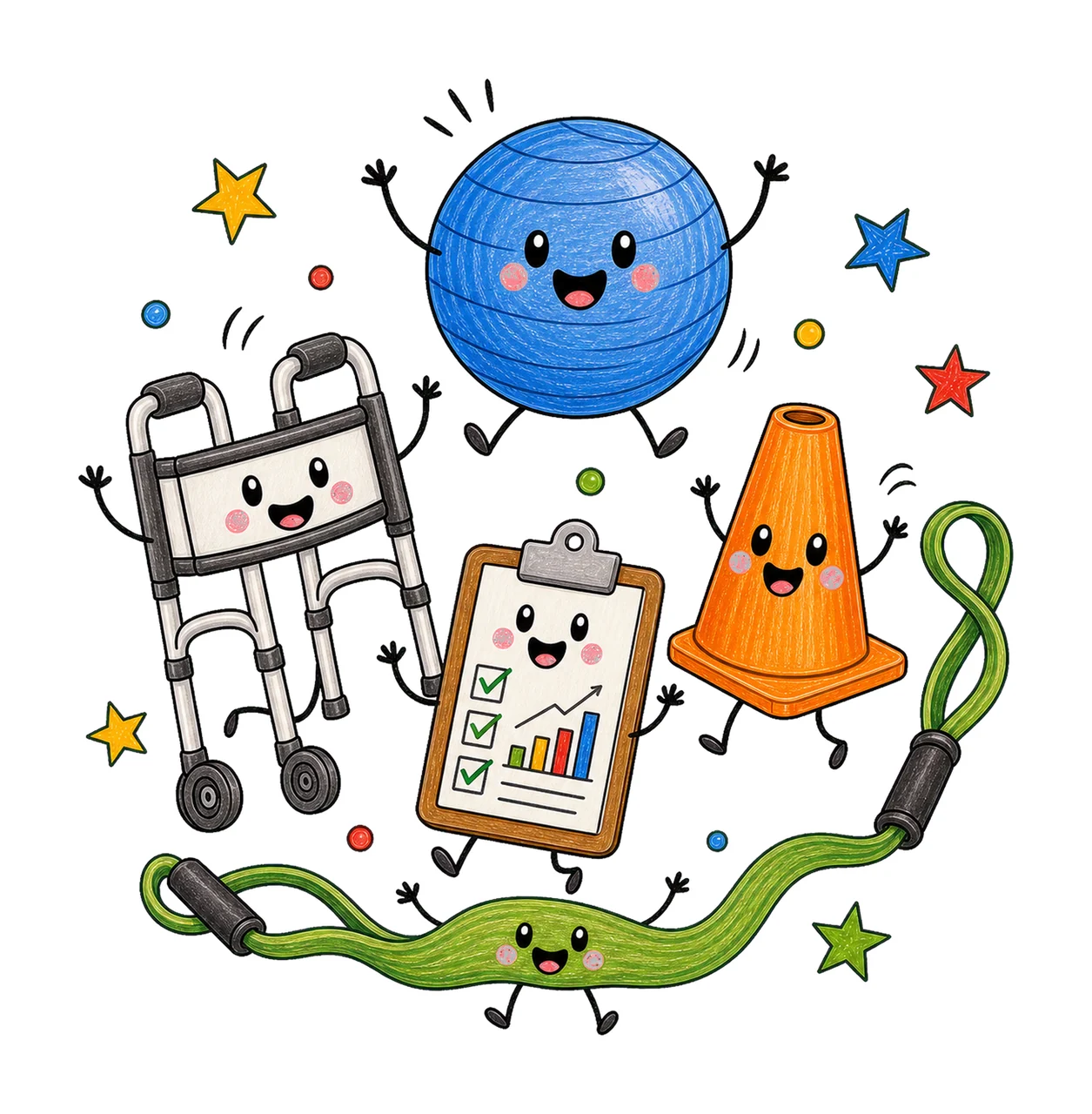 Physical Therapist Doodle Characters Pediatric Variation A