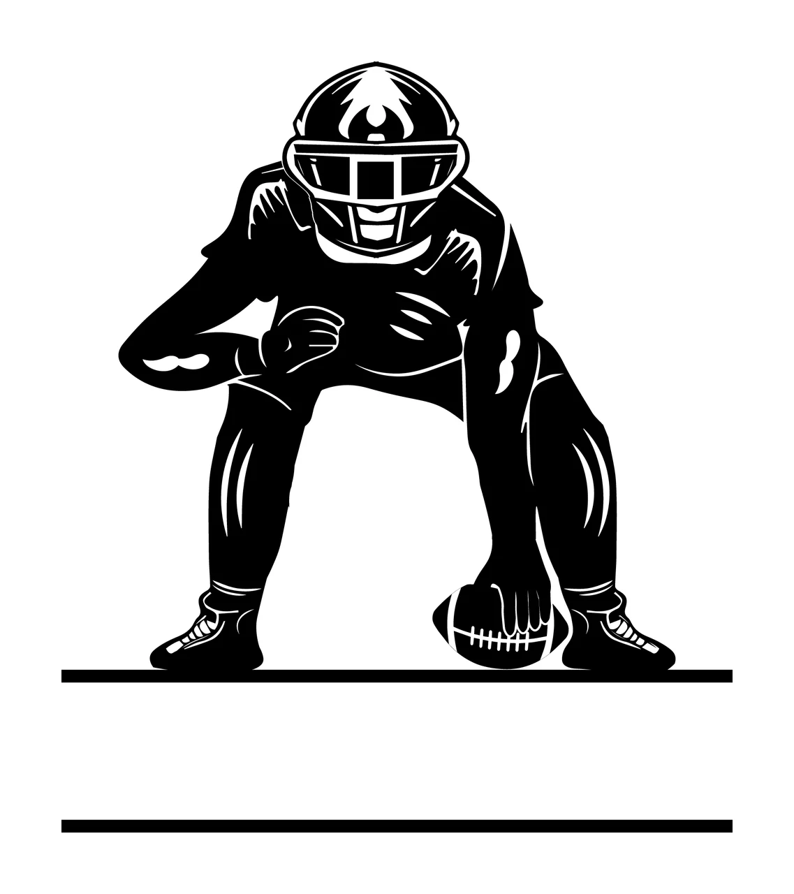 Football Player Crouched crouching helmet figure horizontal lines