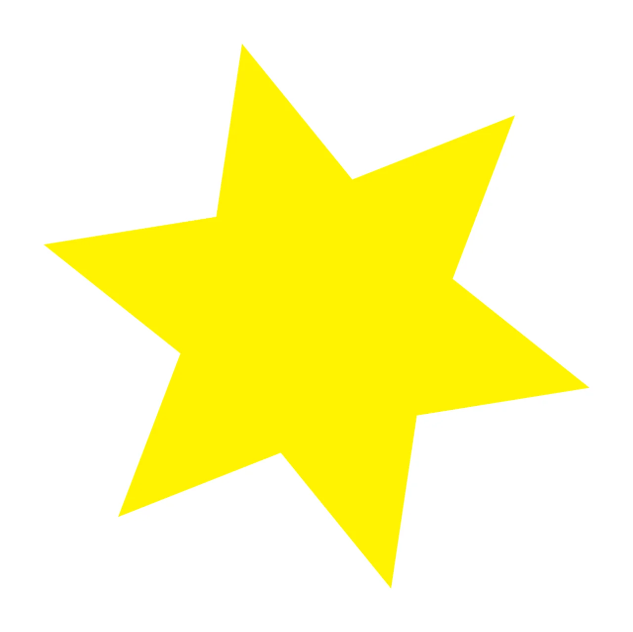 Solid Black Six Pointed Star With Sharp Angular points flat