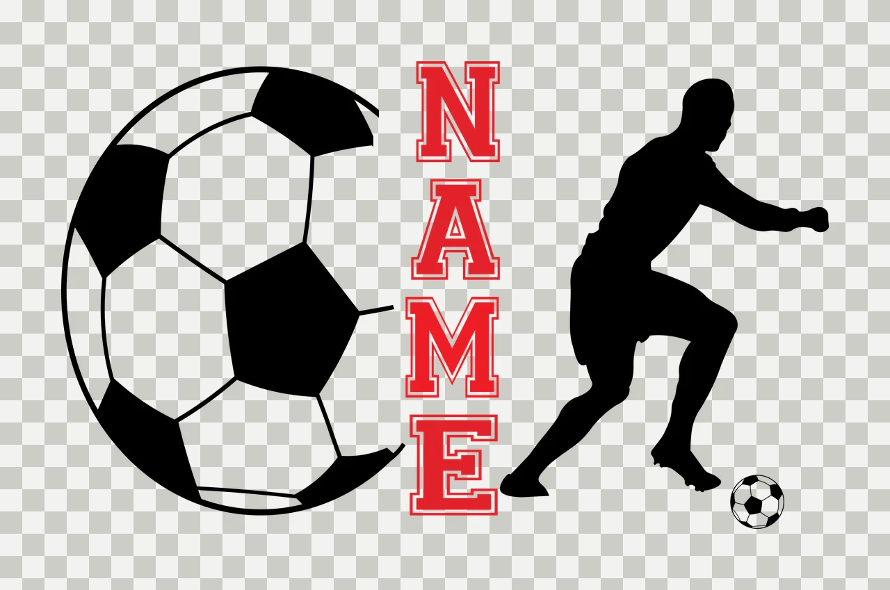 Soccer Name Silhouette Of Person Running With Ball black white transparency and detail preview thumbnail