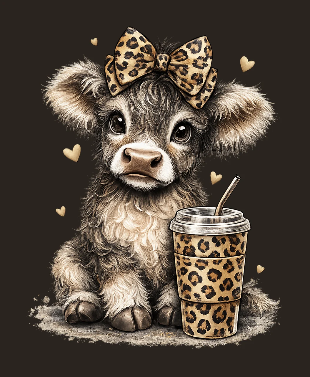 Highland Cow Valentines Retro Love Cow Design Western contrast preview thumbnail