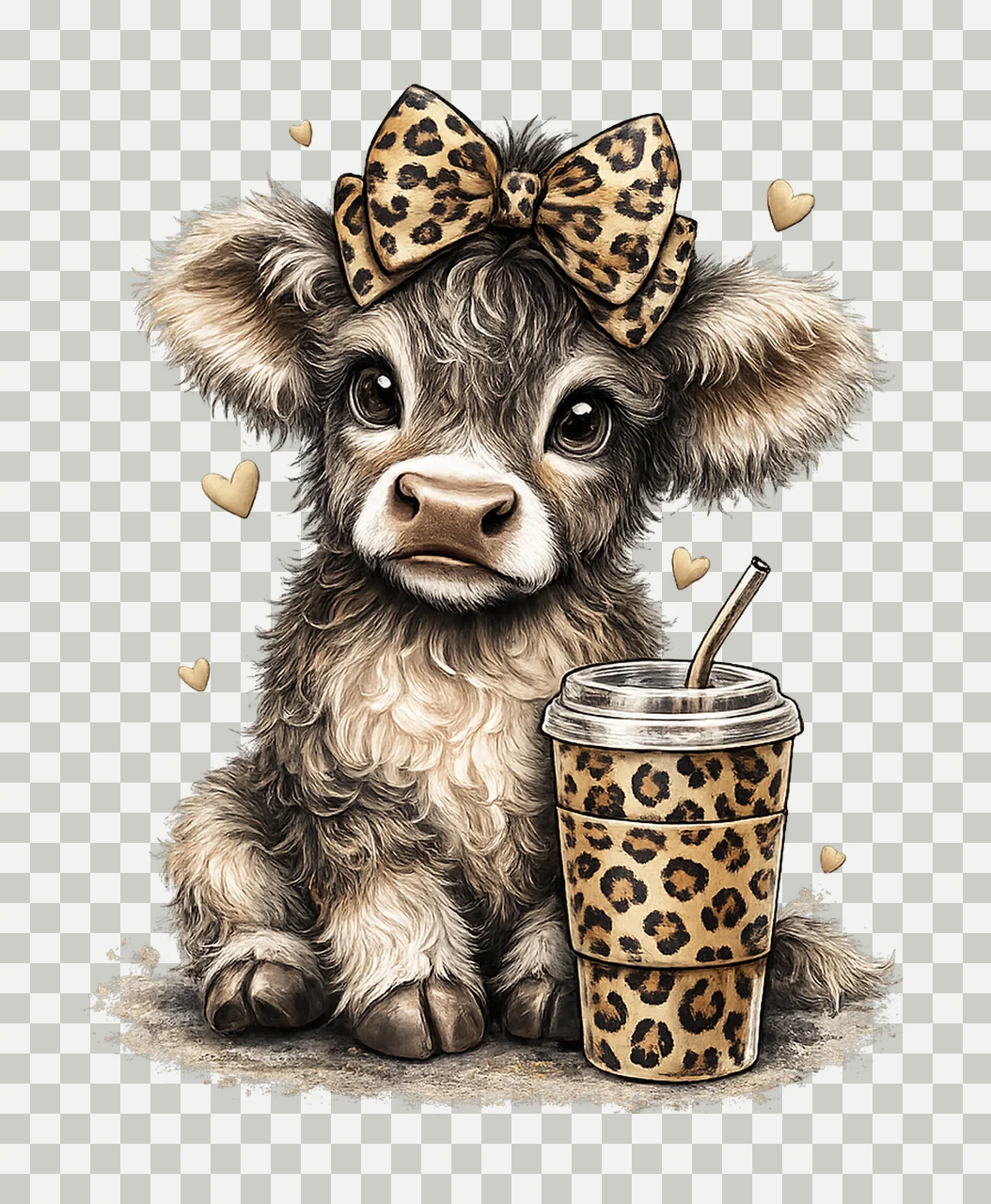 Highland Cow Valentines Retro Love Cow Design Western transparency and detail preview thumbnail
