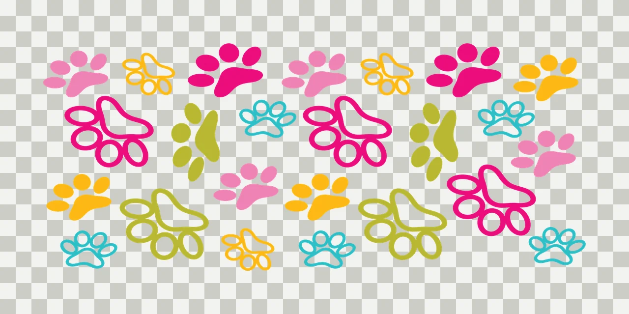 Can Glass Wrap Repeating Paw Prints Graphic Pattern black white transparency and detail preview thumbnail