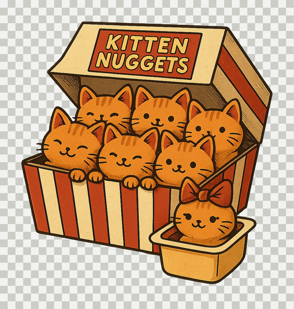 Kitten Nuggets Cat Ready to Print Funny Design Cute Animal transparency and detail preview thumbnail