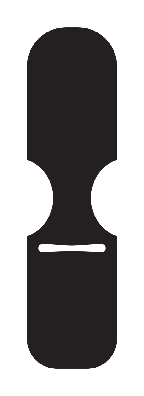 Tag silhouette with slot, label and template in black