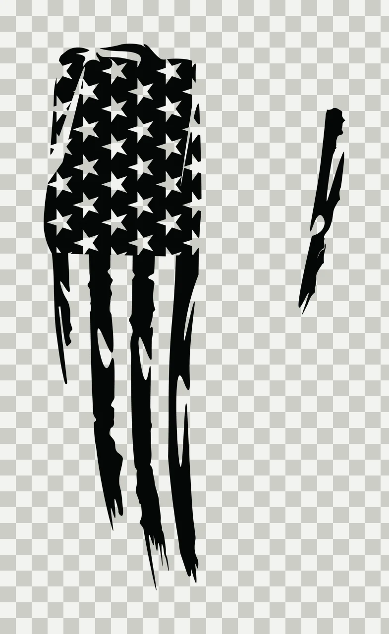 Flag Vertical Ripped Silhouette With Stars hanging stripes transparency and detail preview thumbnail