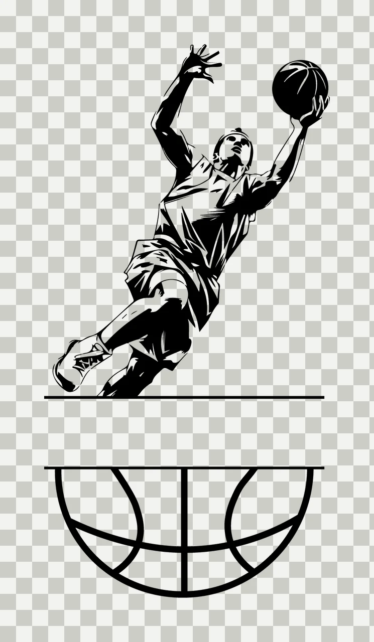 Can Glass Wrap Basketball Player Jumping With Shape transparency and detail preview thumbnail