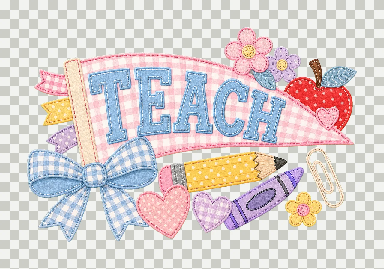 Teacher Pennant Flag First Day of School Cute Variation C transparency and detail preview thumbnail
