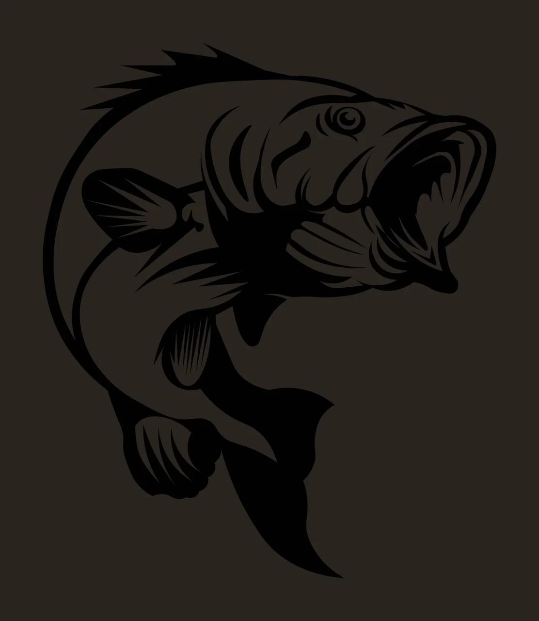 Jumping Fish With Open Mouth Illustration fins scales line art contrast preview thumbnail