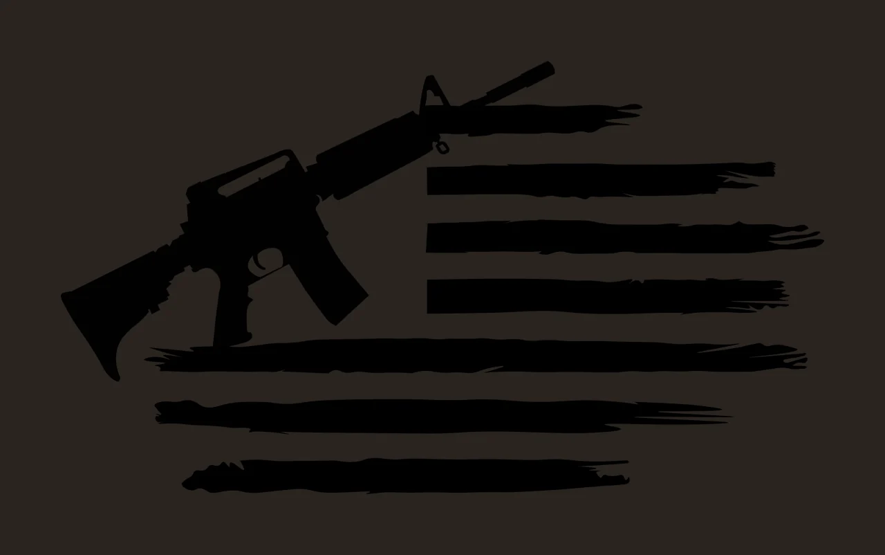 Rifle Over Faded Stripes Graphic black weapon stripe silhouette contrast preview thumbnail