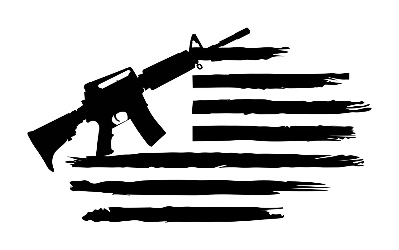 Rifle Over Faded Stripes Graphic black weapon stripe silhouette