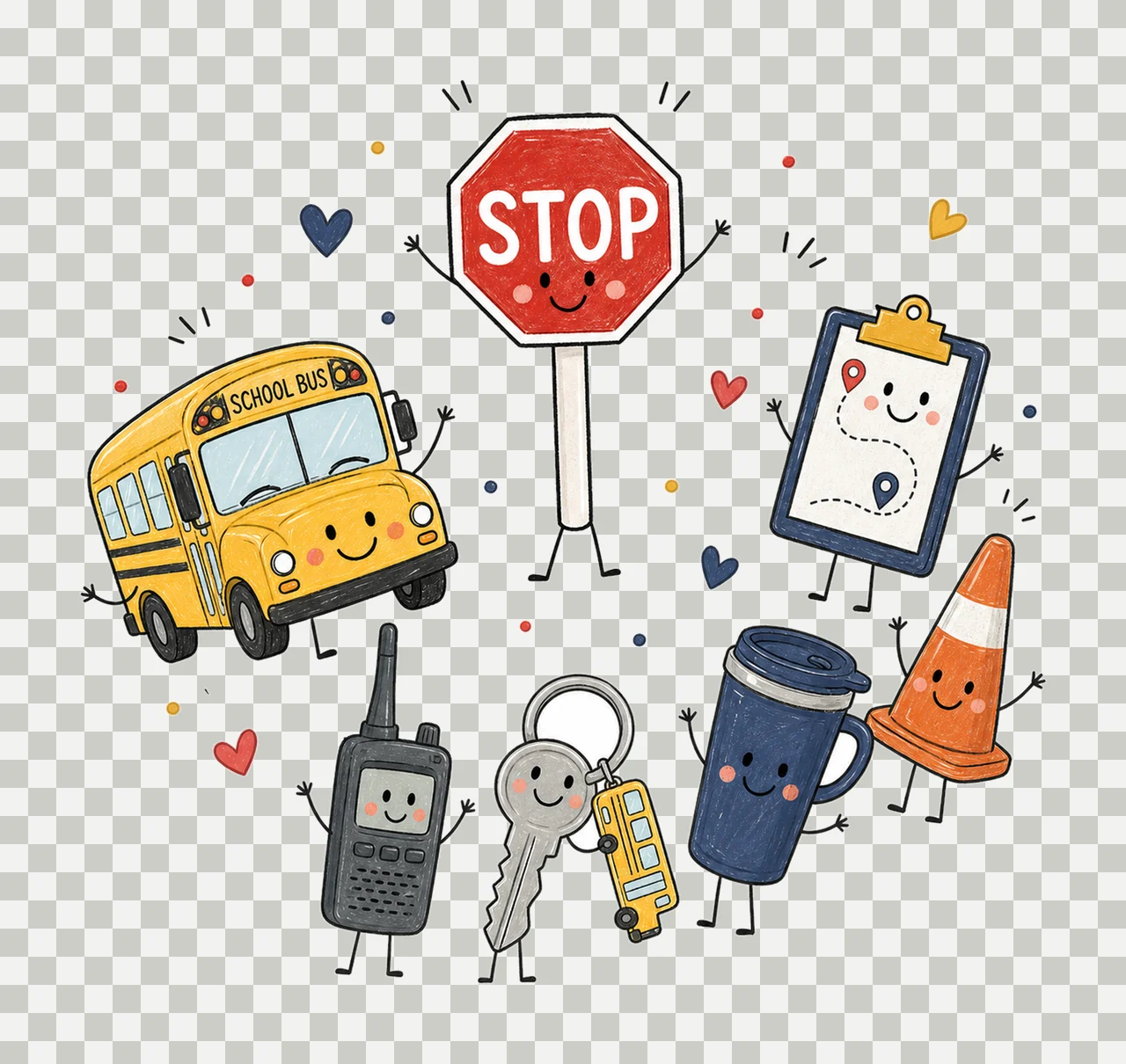 Bus Driver Doodle Character School Bus Driver Variation B transparency and detail preview thumbnail