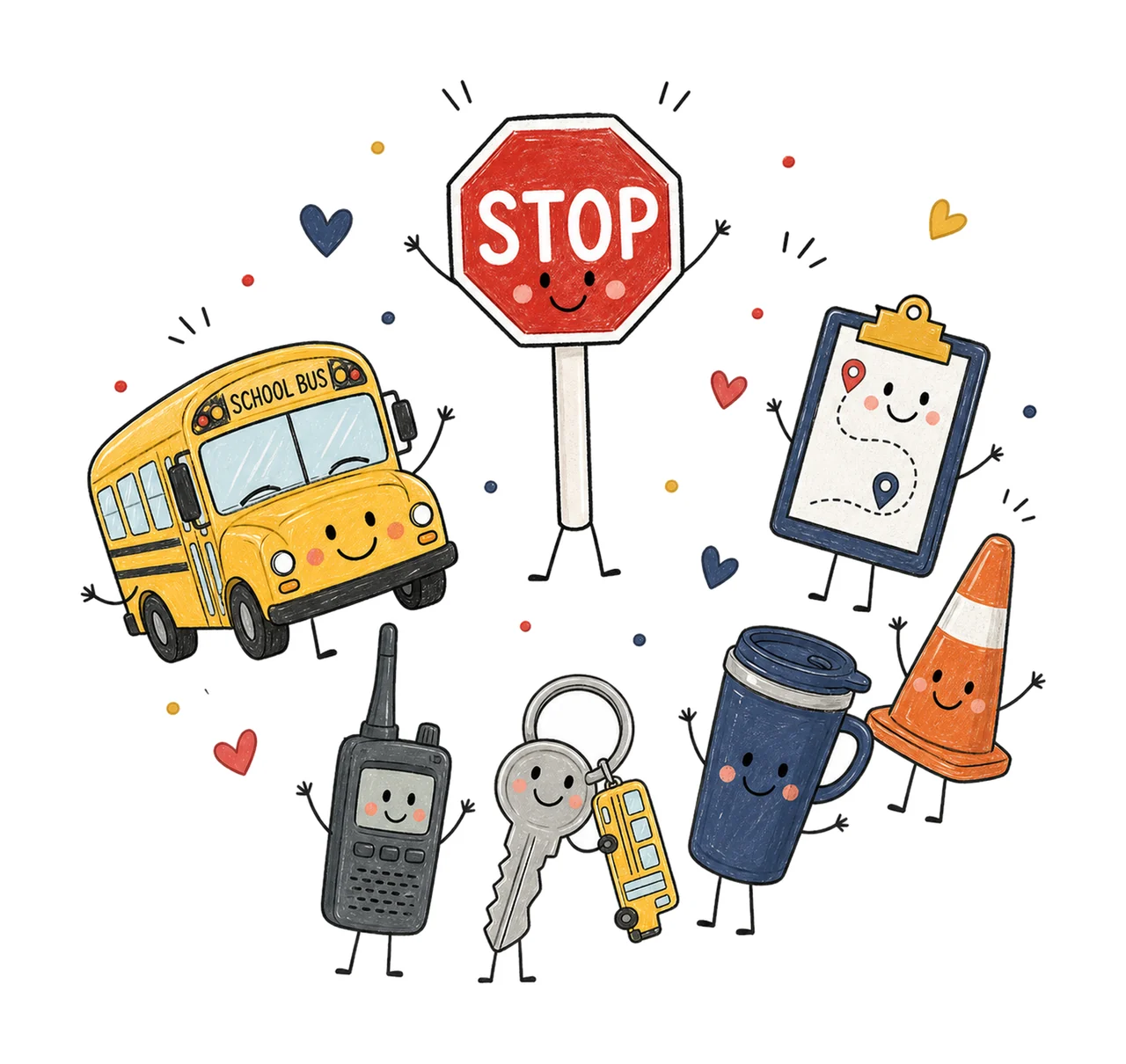 Bus Driver Doodle Character School Bus Driver Variation B