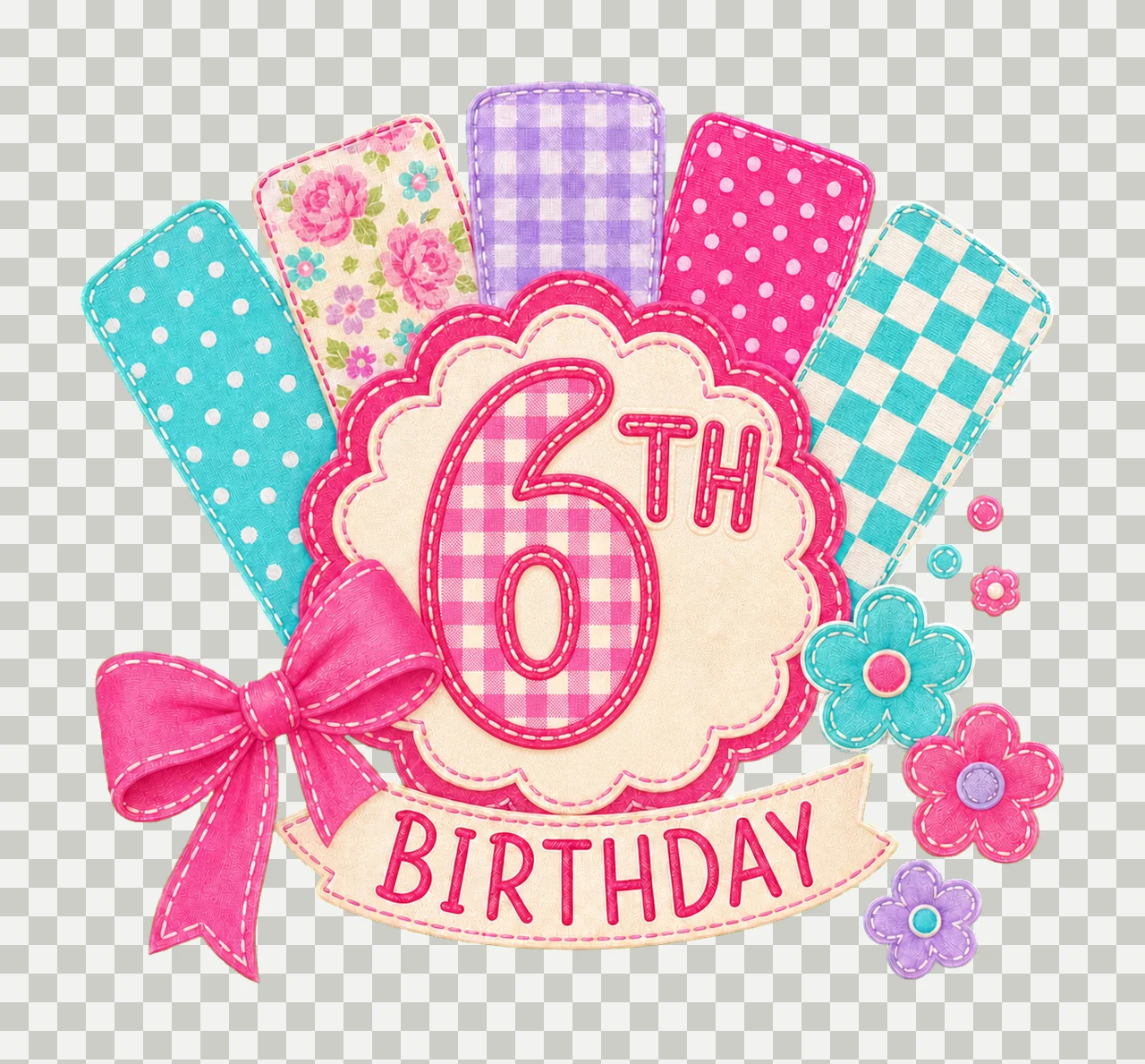 Preppy Patchwork Birthday age 06 transparency and detail preview thumbnail