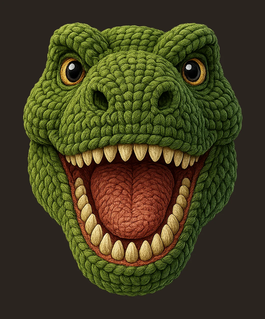 Faux Yarn Rex Dinosaur Crochet Style Dino Design Kids Shirt contrast preview thumbnail