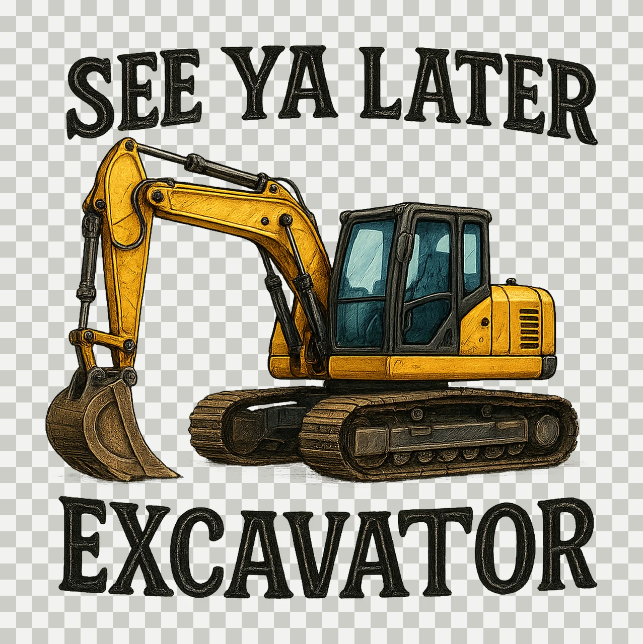 See Ya Later Excavator Kids Construction Design Toolbox transparency and detail preview thumbnail