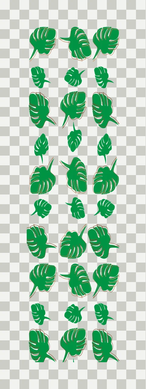 Black Tropical Palm Leaf Repeating Pattern foliage silhouette transparency and detail preview thumbnail