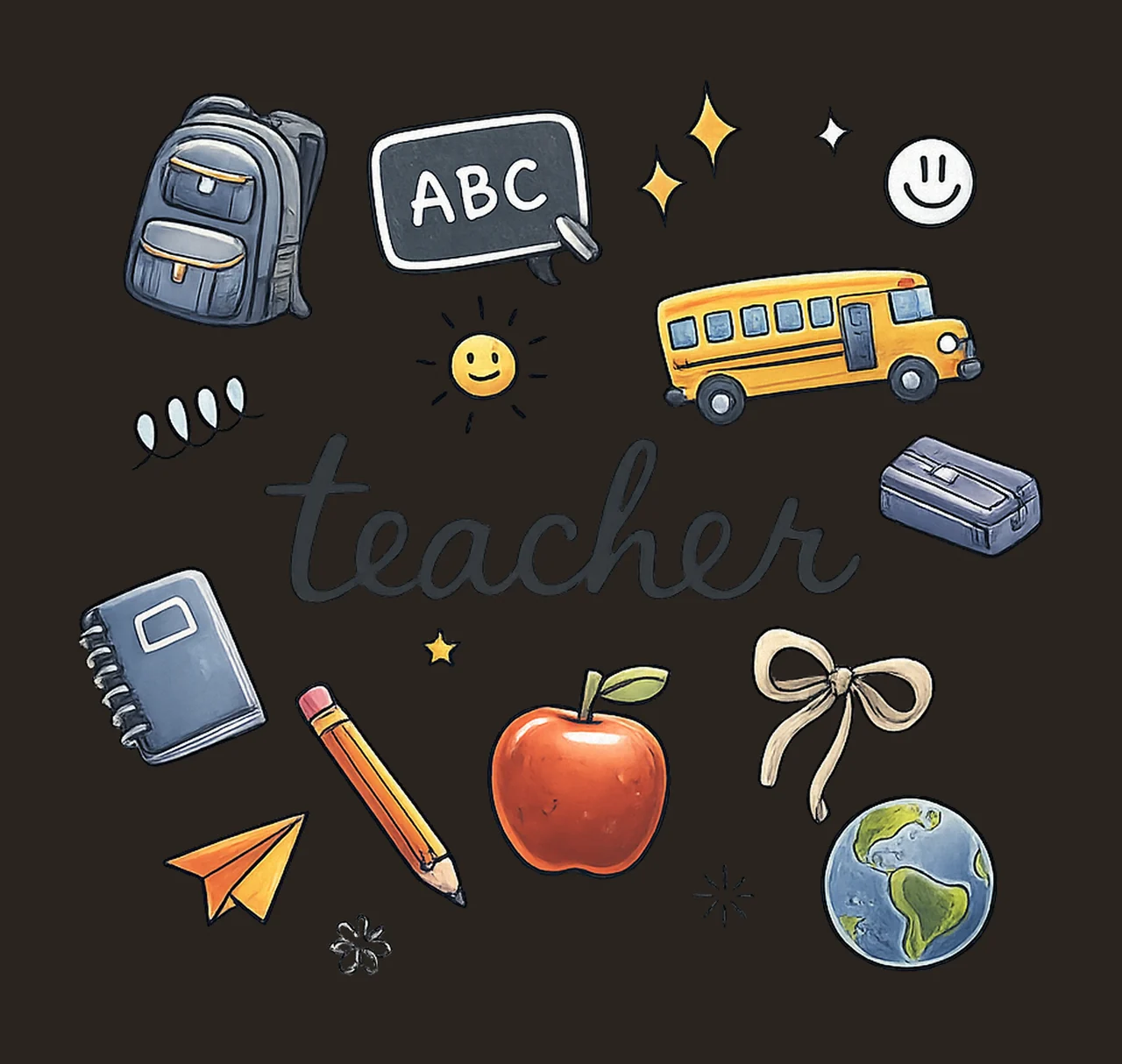 Teacher Doodle Coquette Pink Bows Hand Drawn Classroom Art contrast preview thumbnail