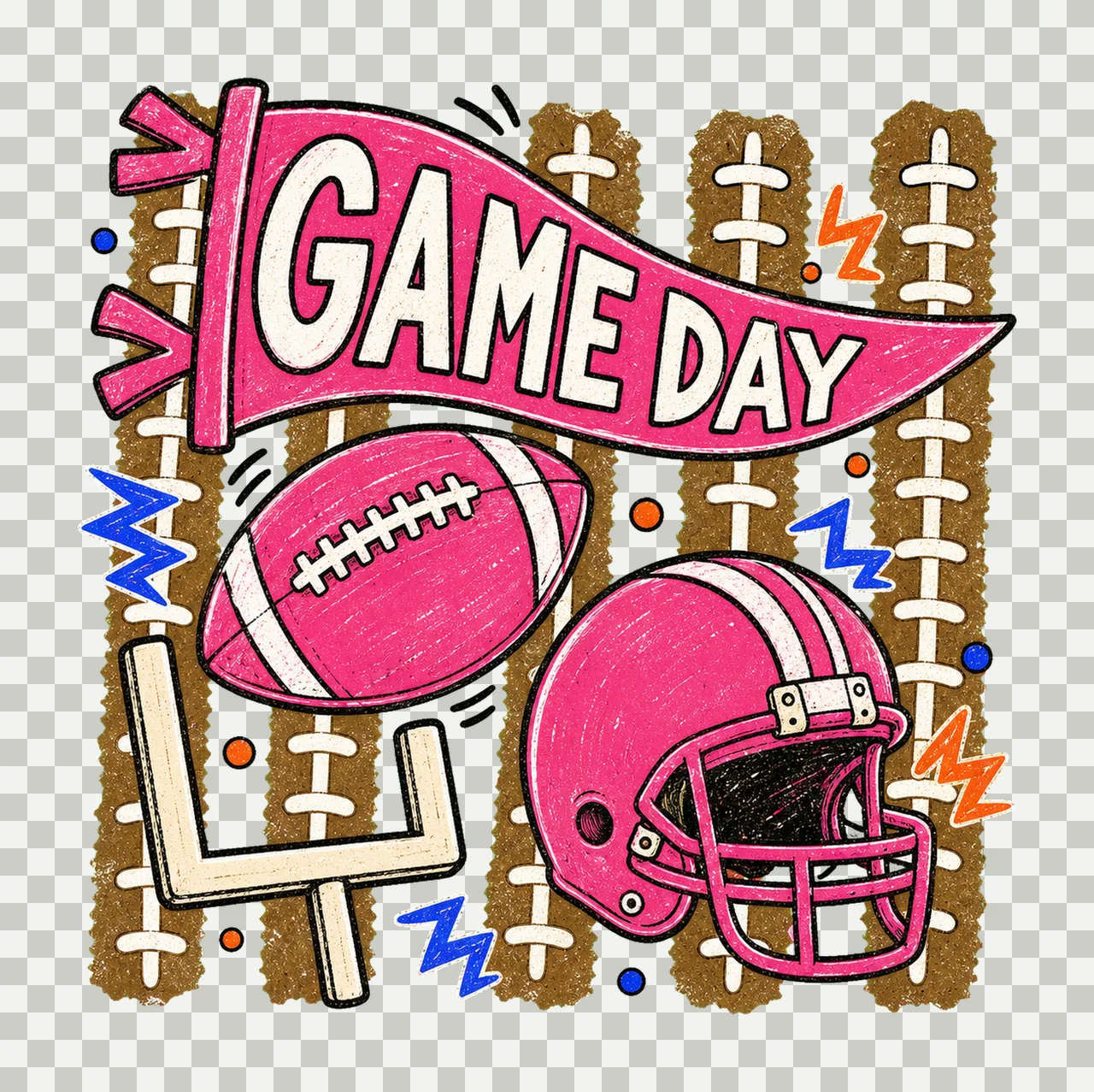 Retro Football Season Touchdown Design Varsity Variation C transparency and detail preview thumbnail