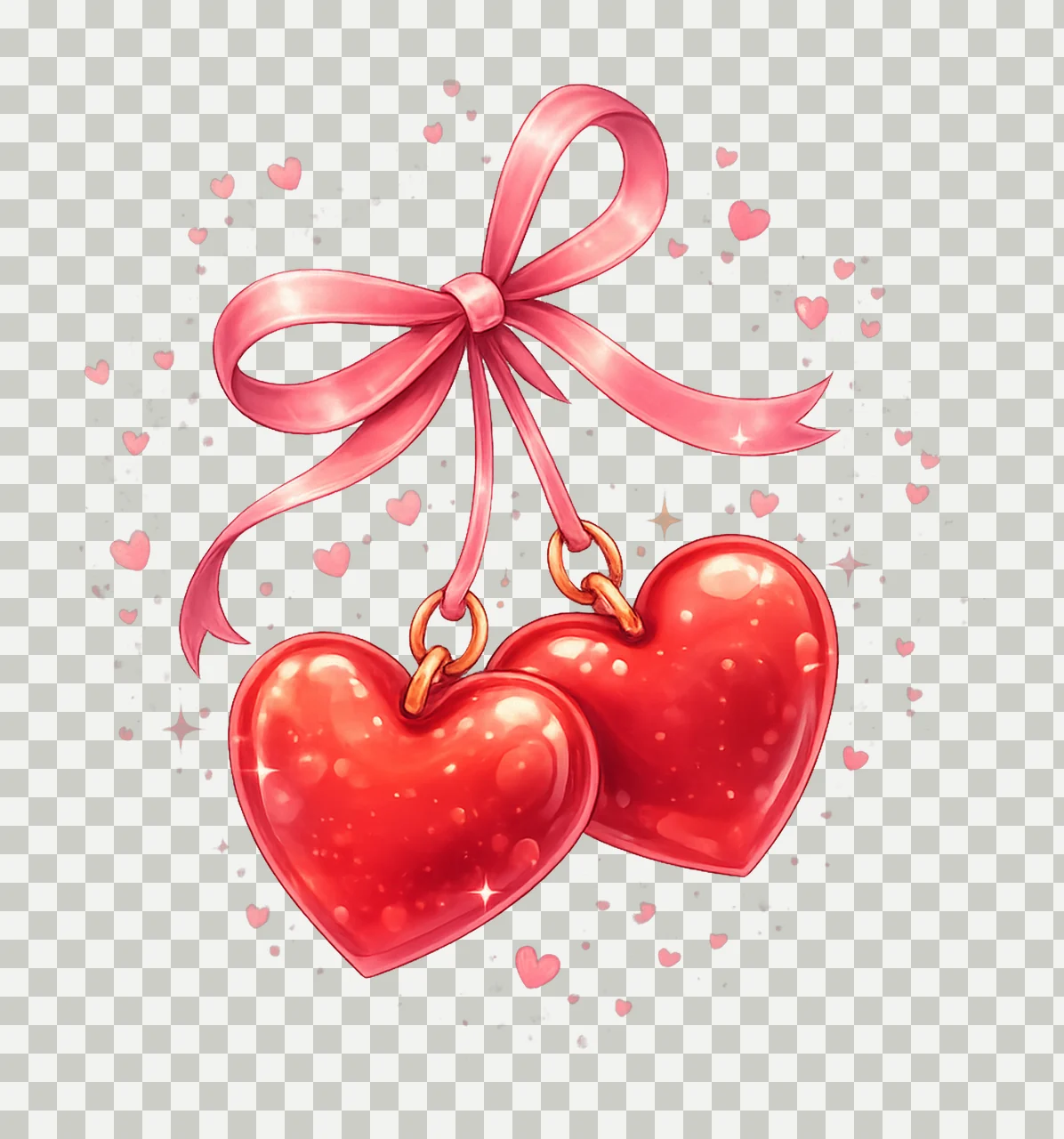 Valentines Day Cherries Hearts Bows Coquette Variation B transparency and detail preview thumbnail