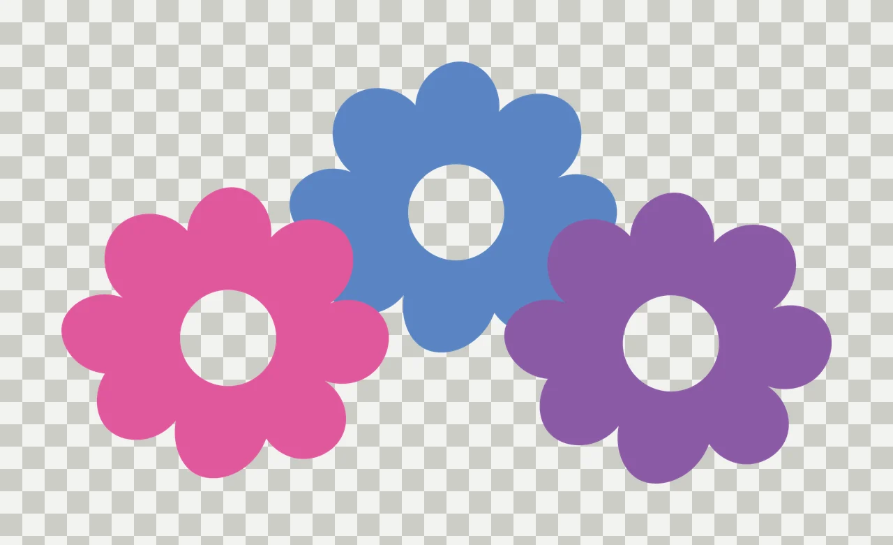 Three Black Flower Silhouettes Arranged In An Upward Flowers transparency and detail preview thumbnail