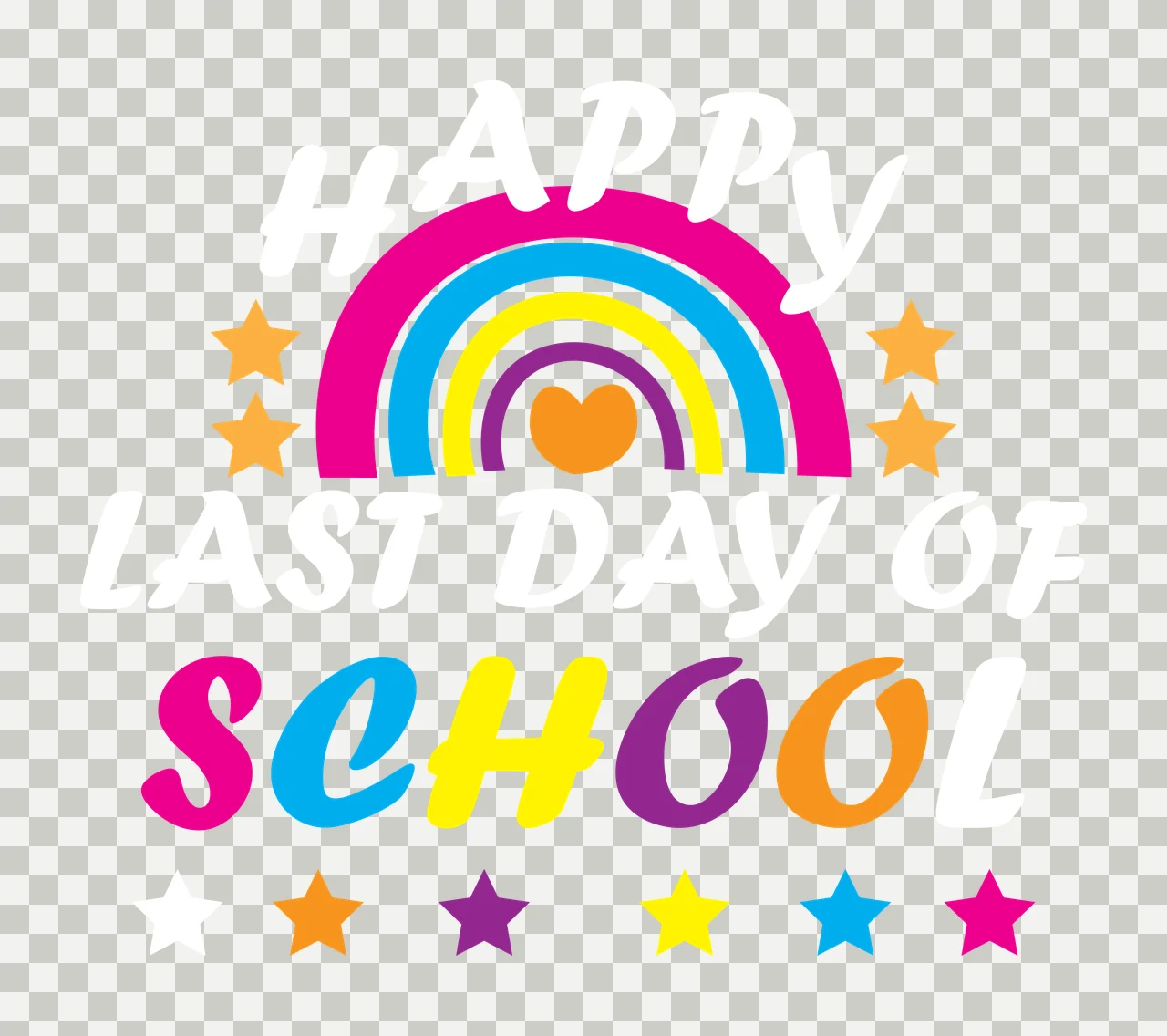 Black Text With Rainbow Arch And Stars heart white star typography transparency and detail preview thumbnail