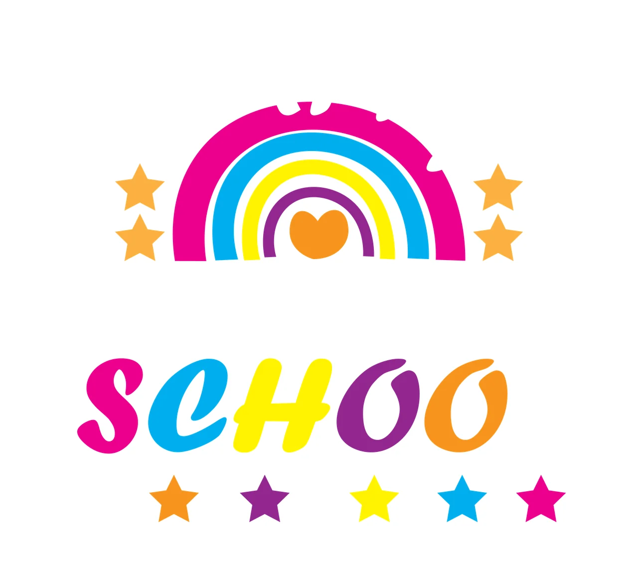 Black Text With Rainbow Arch And Stars heart white star typography