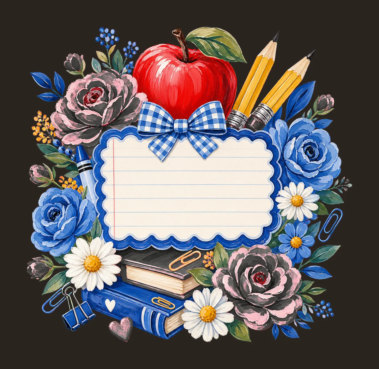 Floral Teacher Pencil Coquette Back To School Variation B contrast preview thumbnail