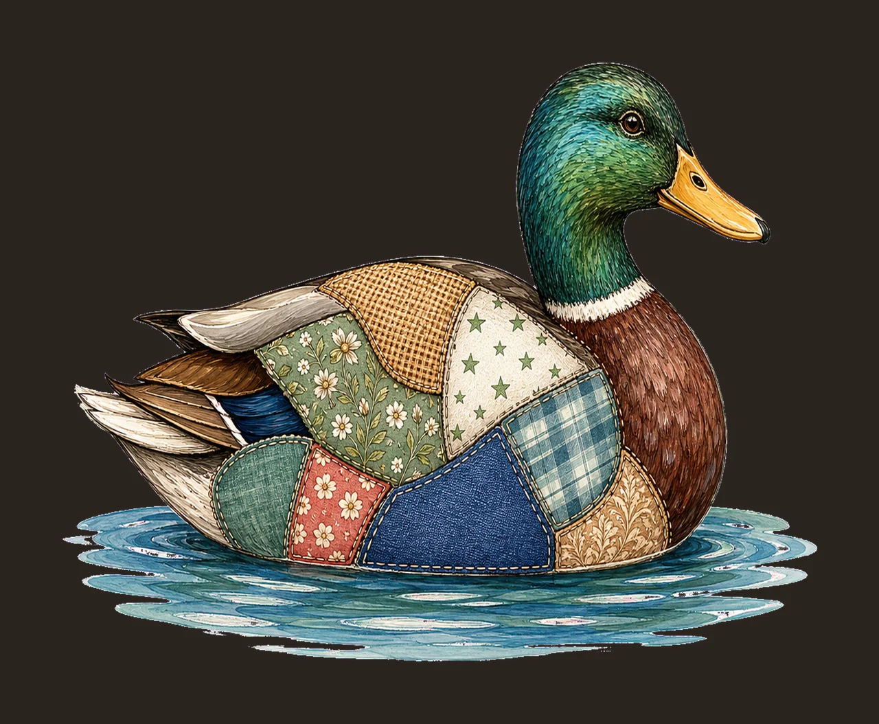 Mallard Duck Patchwork Lake Life Sublimation Variation C contrast preview thumbnail