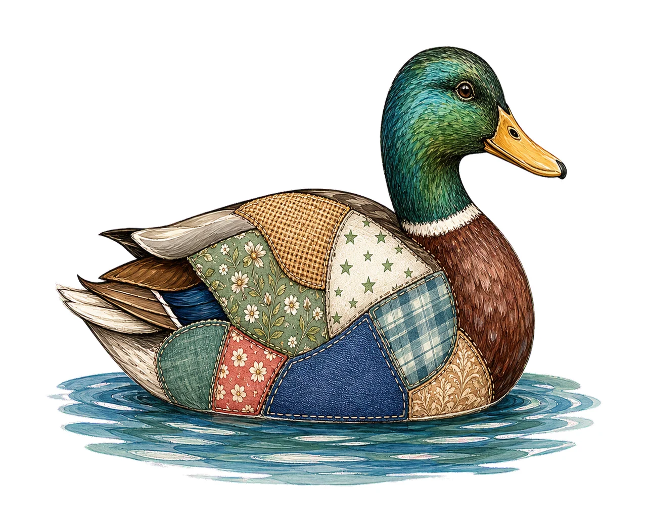 Mallard Duck Patchwork Lake Life Sublimation Variation C