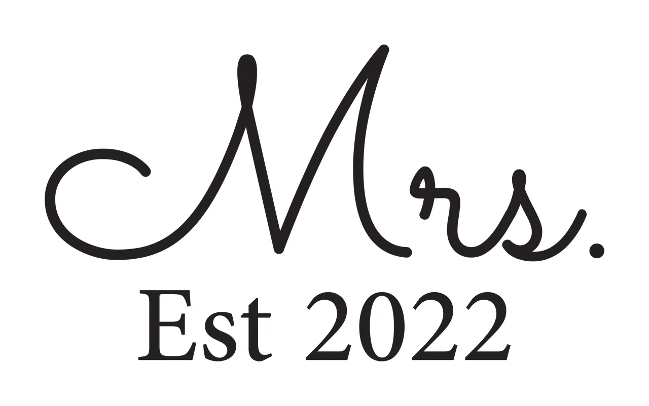Mrs. Est 2022 Typography Design in black and white