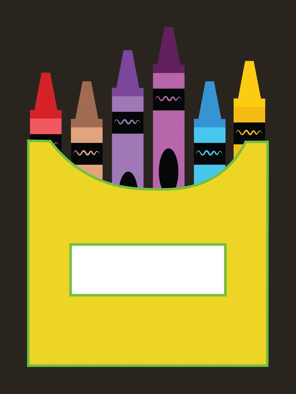 Black Silhouette Of Six Crayons arranged box white plain drawing contrast preview thumbnail