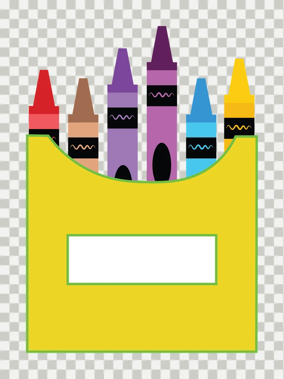 Black Silhouette Of Six Crayons arranged box white plain drawing transparency and detail preview thumbnail