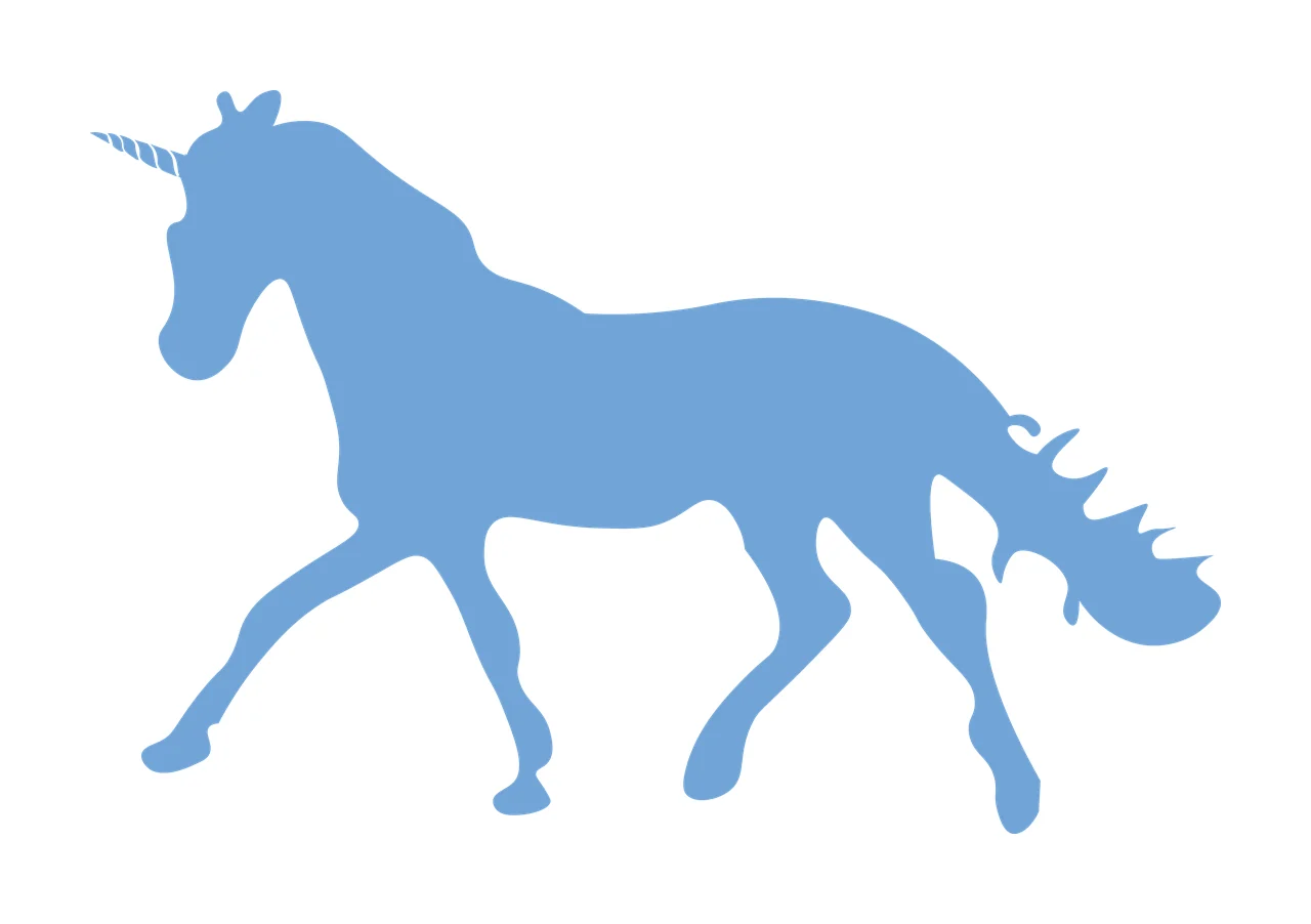 Unicorn Solid Black Silhouette Of A Walking horn tail legs