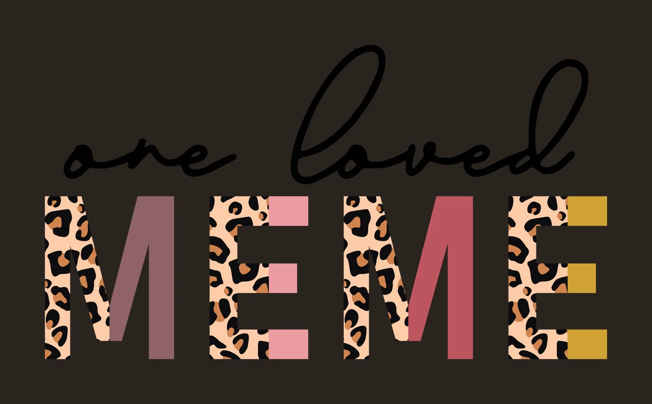 One loved M E M E Typography Design with leopard print pattern, pink block, burgundy block and gold block in black, beige and brown contrast preview thumbnail