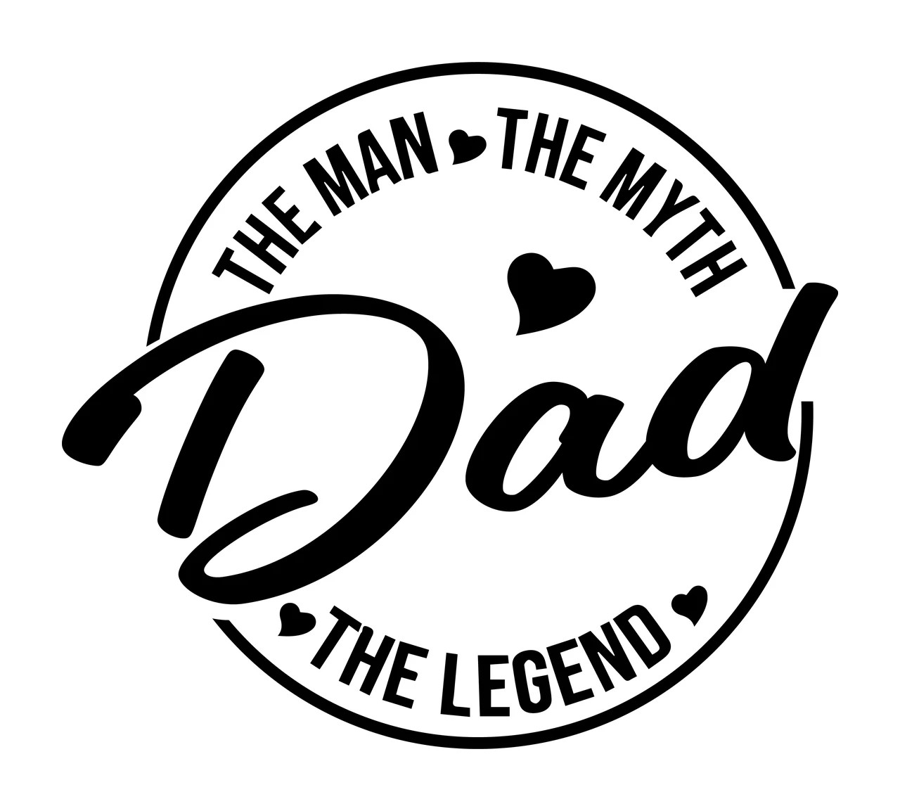 The Man The Myth Dad The Legend Circular text badge encircled