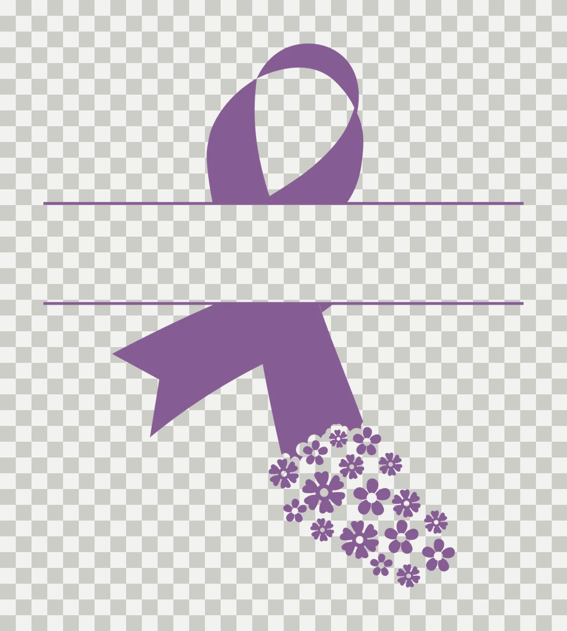 Awareness Ribbon With Floral Fill flower motifs horizontal Variation transparency and detail preview thumbnail