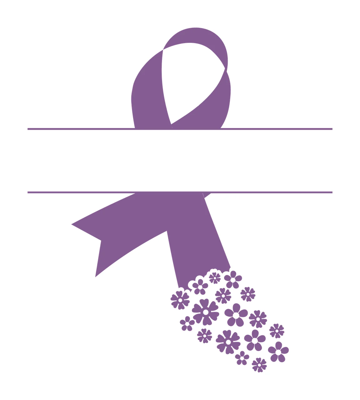 Awareness Ribbon With Floral Fill flower motifs horizontal Variation
