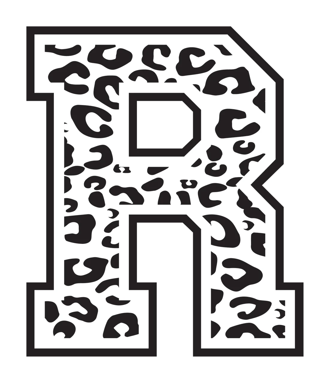 Black Varsity Half Font Leopard Character 08 print animal cheetah