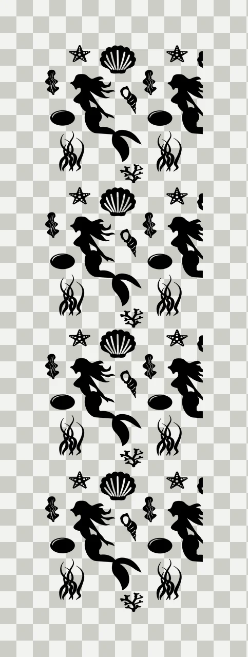 Mermaid And Seashell Repeating Pattern Graphic starfish seaweed transparency and detail preview thumbnail