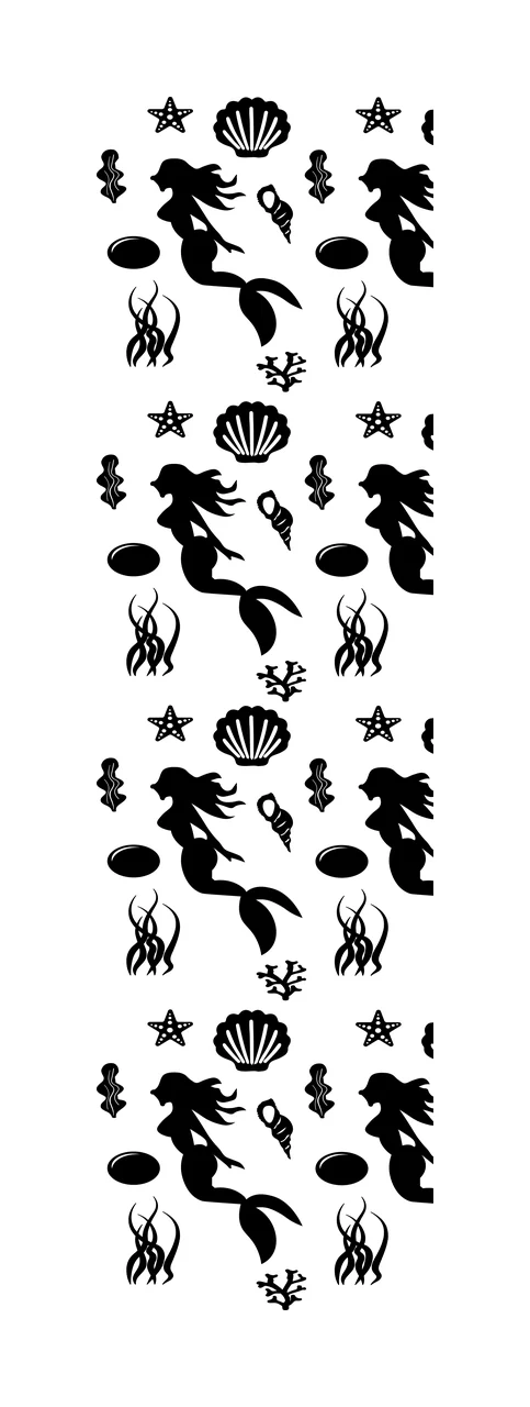 Mermaid And Seashell Repeating Pattern Graphic starfish seaweed
