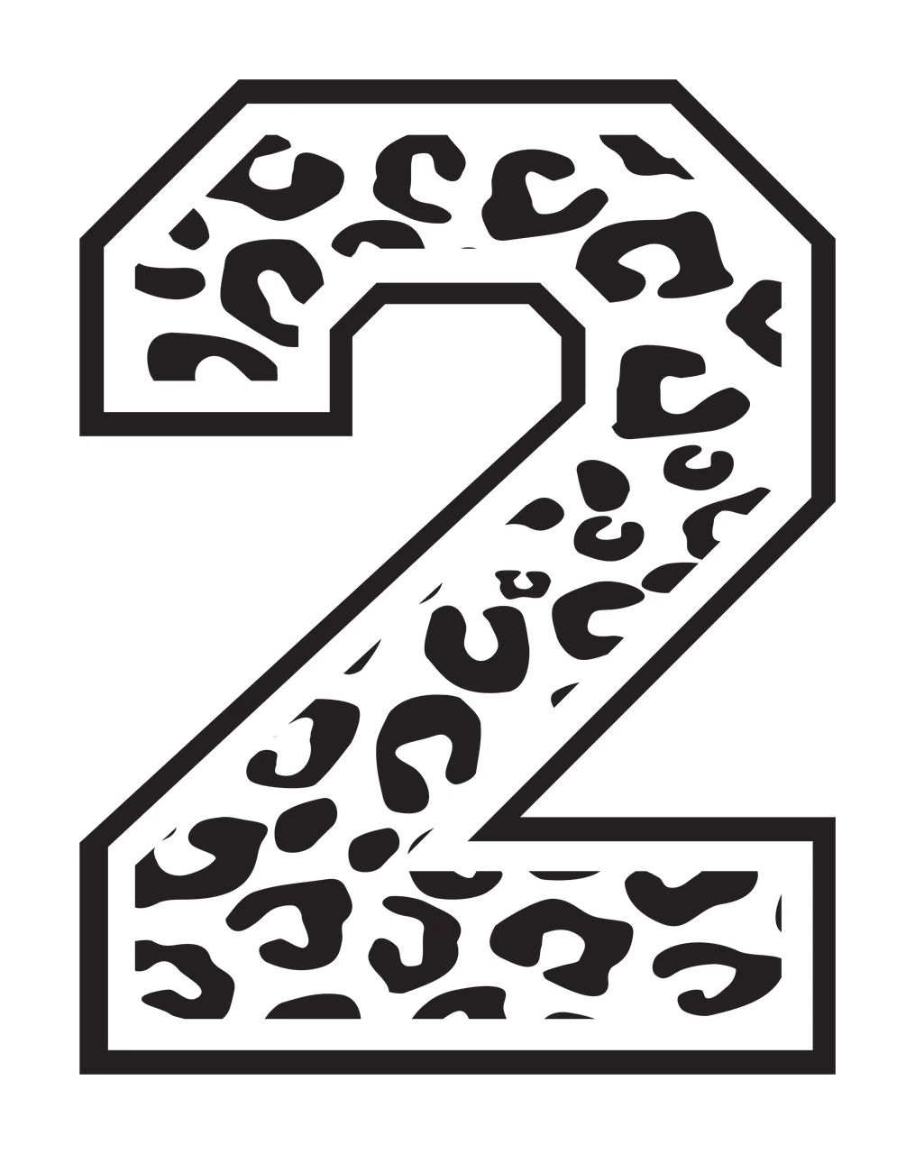 Black Varsity Half Font Leopard Character 20 print animal cheetah