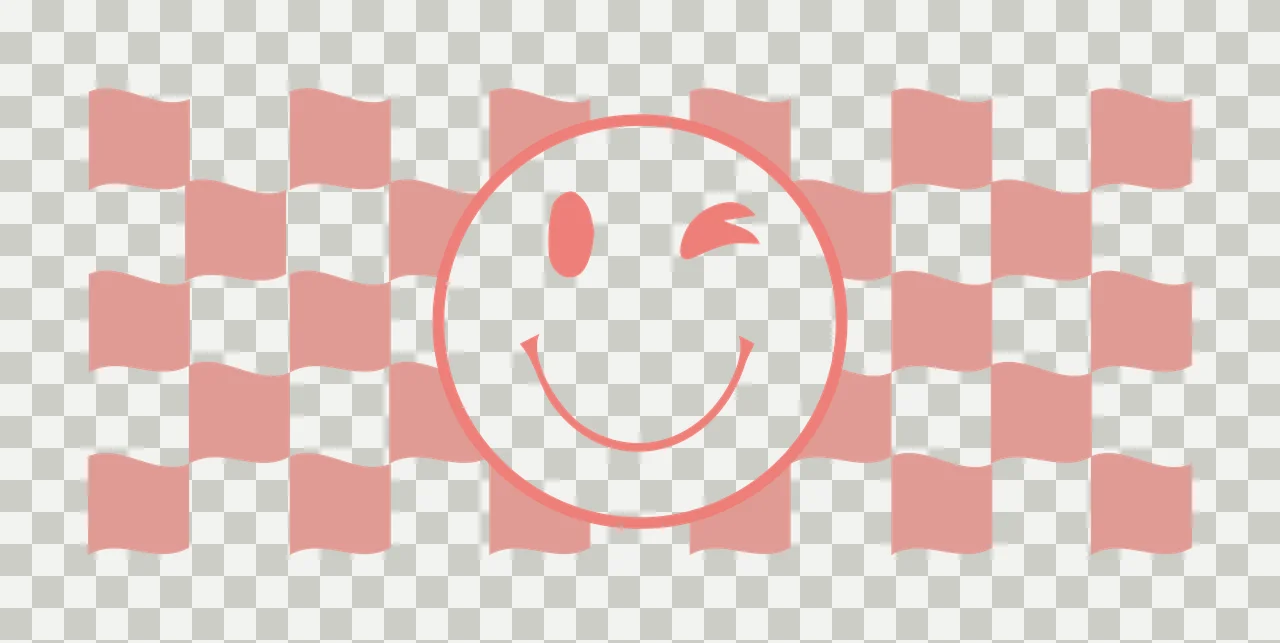 Can Glass Wrap Winking Smiley Face Checkered Banner transparency and detail preview thumbnail