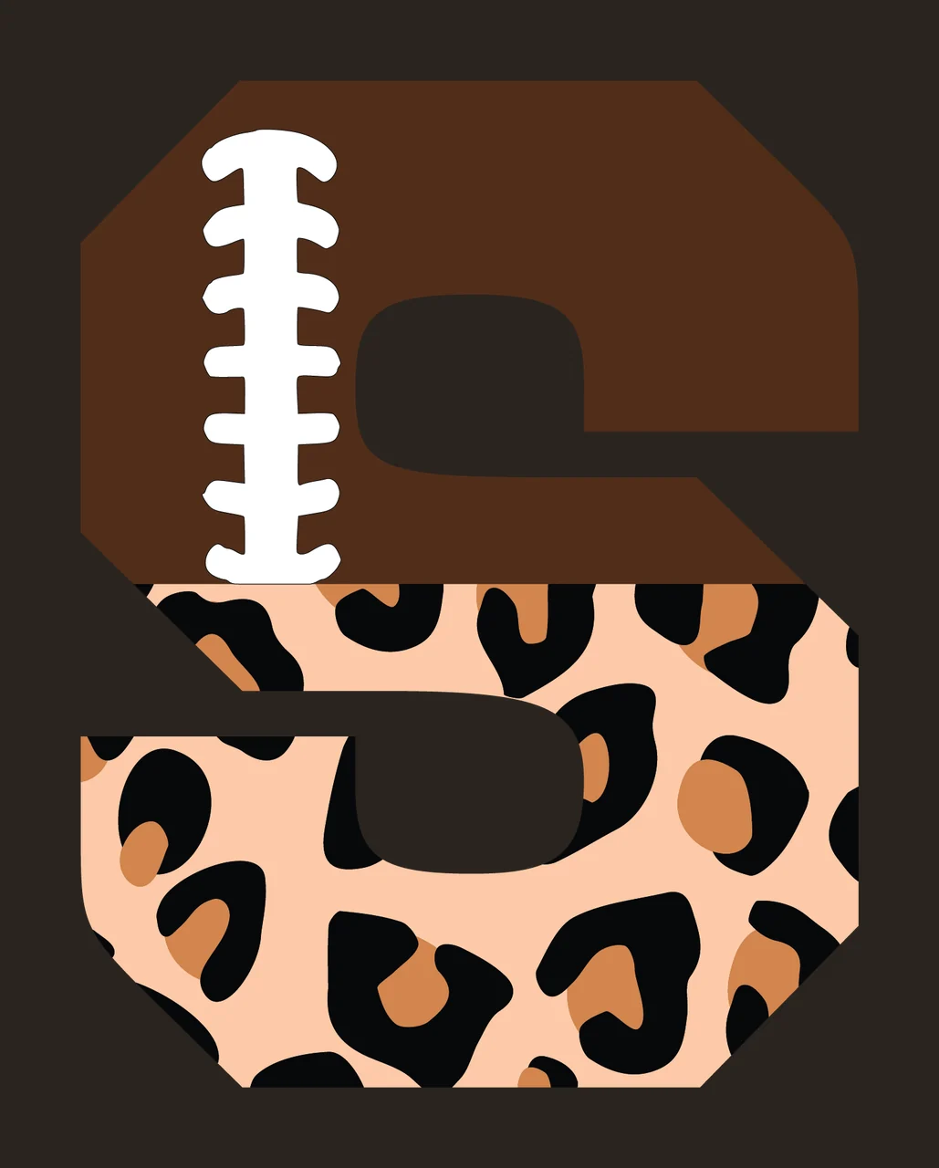 Football Font Half Leopard Character 09 american gridiron touchdown contrast preview thumbnail