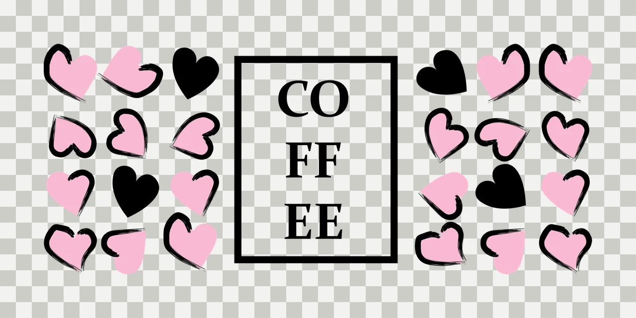 Can Glass Wrap Coffee Text Frame With Heart framed rectangle transparency and detail preview thumbnail