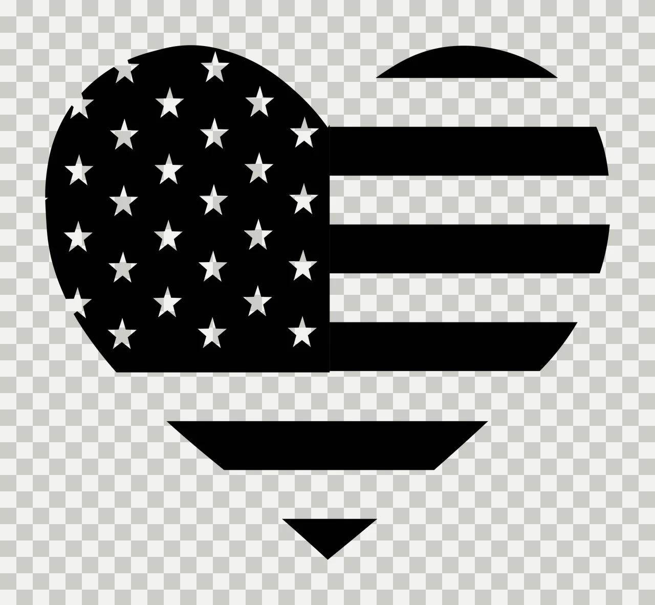 Heart Solid Black Containing Star And Stripe Pattern Stars transparency and detail preview thumbnail