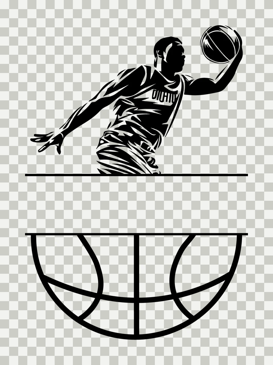 Can Glass Wrap Basketball Player Reaching With Split transparency and detail preview thumbnail
